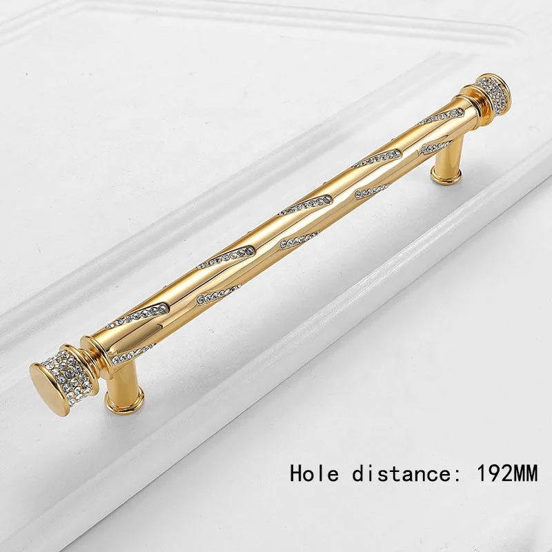 Modern luxury Nordic style diamond-encrusted gold cabinets Wardrobe Door handles wholesale