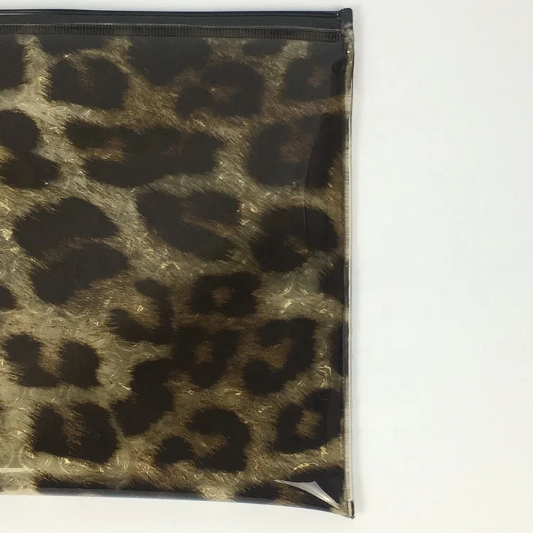 Holographic Clear Leopard Plastic Colorful Glitter Confetti Powder Laser PVC Cosmetic Messenger File Envelope Pouch Bag