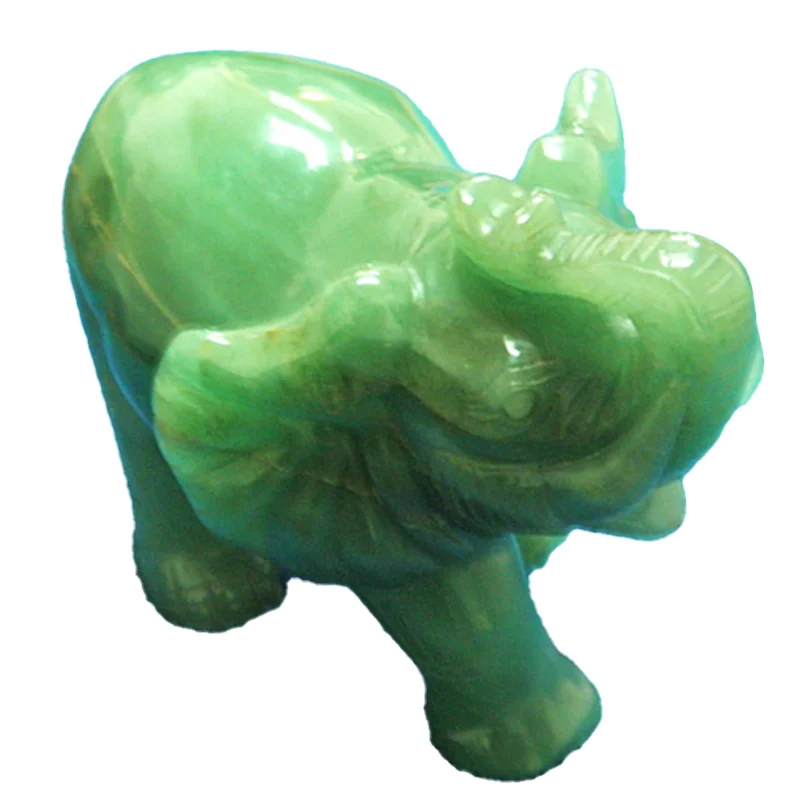 wholesale gemstone animal carvings,green aventurine/rose quartz animal(elephant) carving