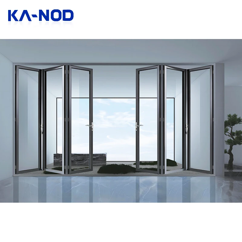 Low-E Glass Heat Insulation Exterior Bi Folding Door Folding Glass Doors Accordion doors