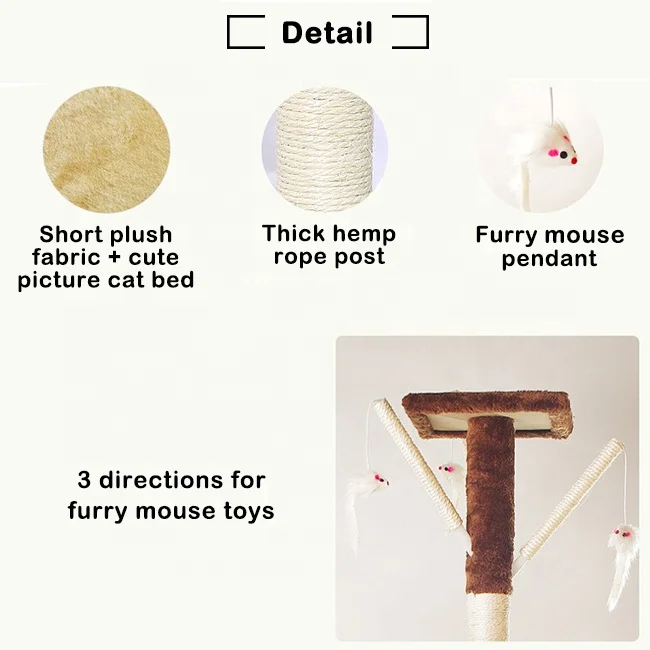 Cat Play House Bed 5 Levels Platform Sisal Scratching Posts Climbing Cat Tower Furniture Kitten Cat Condo Tree With Furry Toy