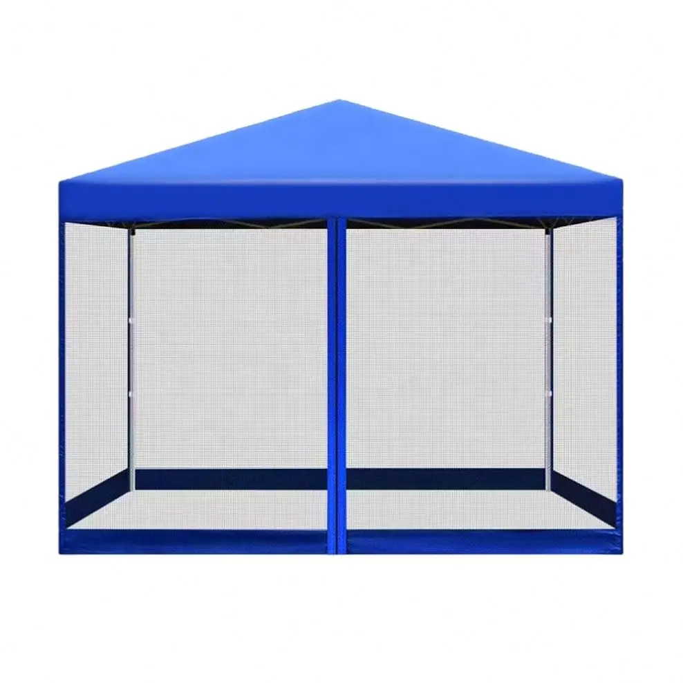 Newest 3x3m  10x10 blue collapsible outdoor tents outdoor canopy with net mesh side walls for racing booth