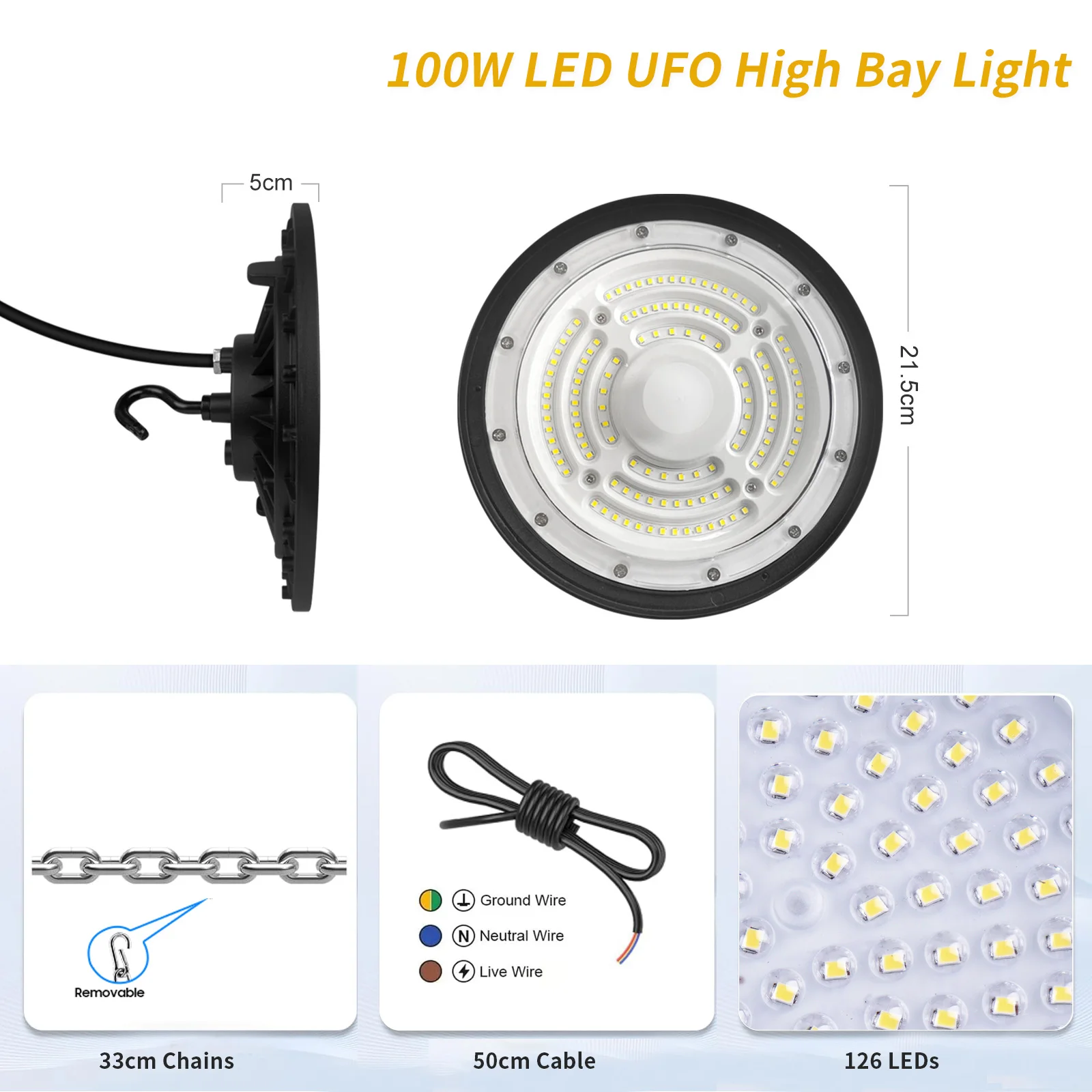 Branded Smart100 Watt Lamp 200w Leding Industrial Lights Ufo Grow Fixture Nom For Sports Stadiums Warehouse Led High Bay Light