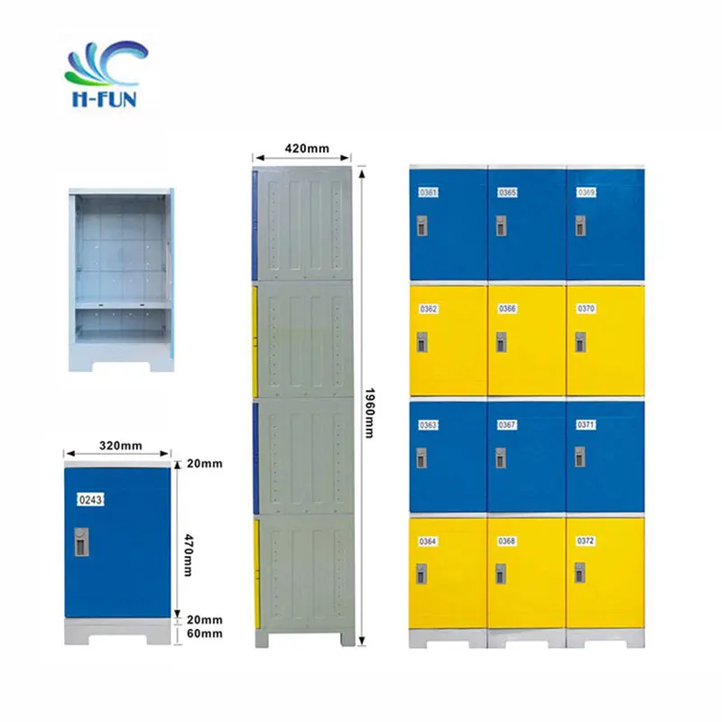 Knock down design storage locker cabinet ABS plastic lockers for changing room