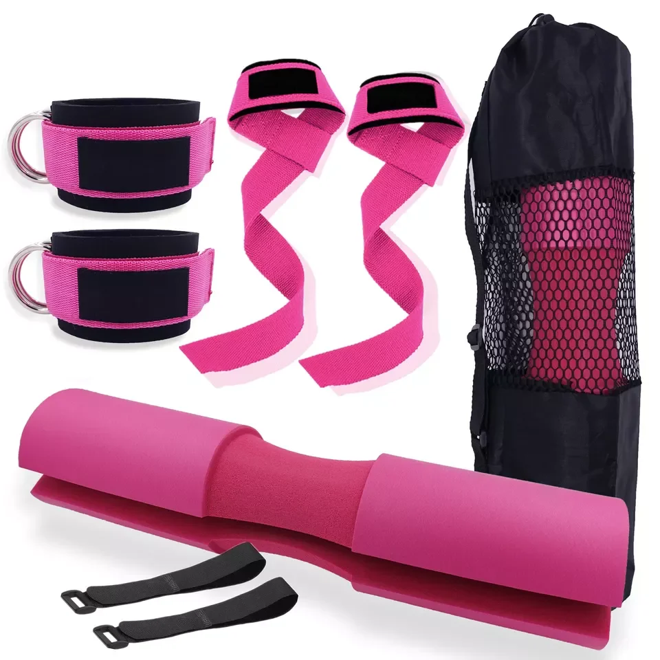 Customized 3 in 1 Barbell Pad Set Carry Bag Weightlifting Wrist Wraps Ankle Straps Hip Thrust Powerlifting Accessories
