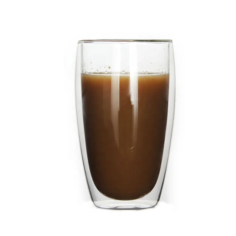 
350 ml / 450 ml custom logo Double Wall Glass Coffee Mug Tumbler 