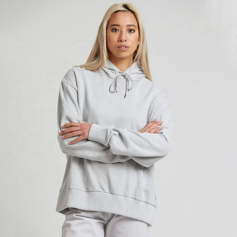 Eco-friendly Men 50% Organic Cotton/50% Hemp Fabric Blend Fleece Hoodie, Drop Shoulder Oversized Sport Pullover Hemp Hoodie