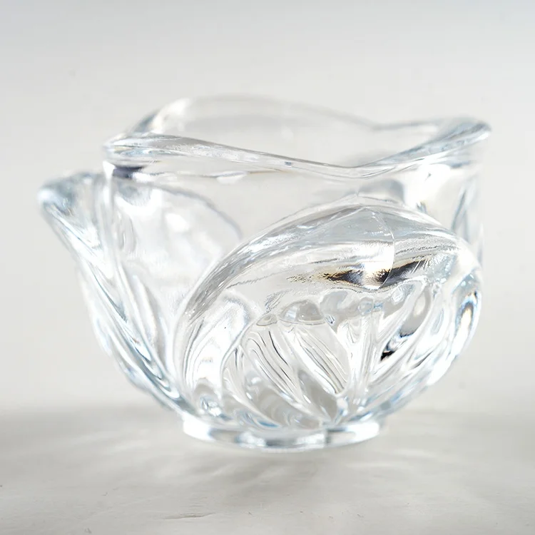 Wholesales Tulip Shaped glass candle holder glass candle holders Table Home Decor small clear glass candlestick holder