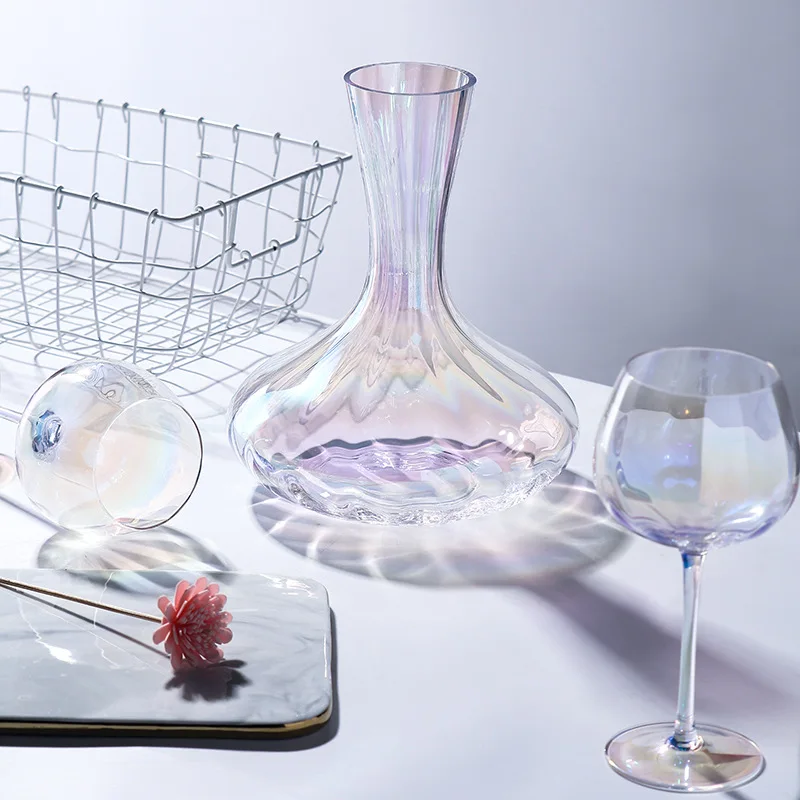 vasos de cristal copas de vino Hot Wine Testing Glass Wine Colored Glasses Rainbow Iridescent Wine Glass Set Of Crystal Cups