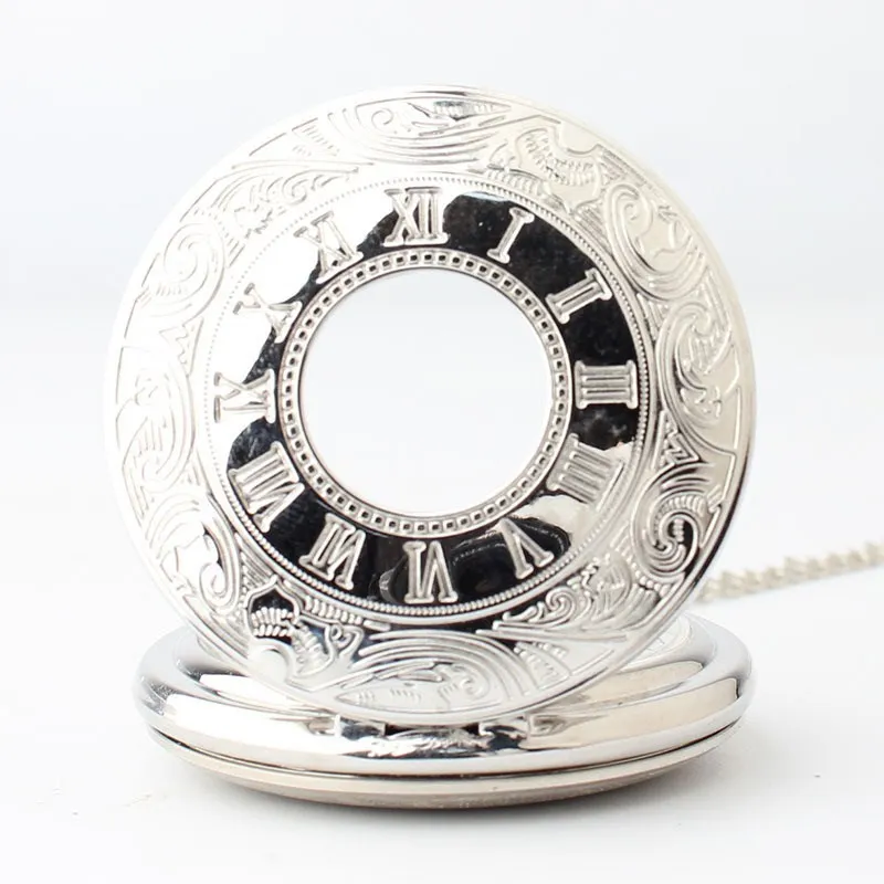 Antique Roman Style Double Hunter Skeleton Steampunk Mechanical Pocket Watch