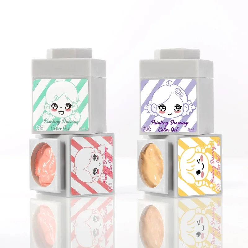 2024 NO Wash Quick Drying Nail Painted Gel Building Block Filling Cartoon Sticker Style Full Color Silky Smoothness Clapping Gel