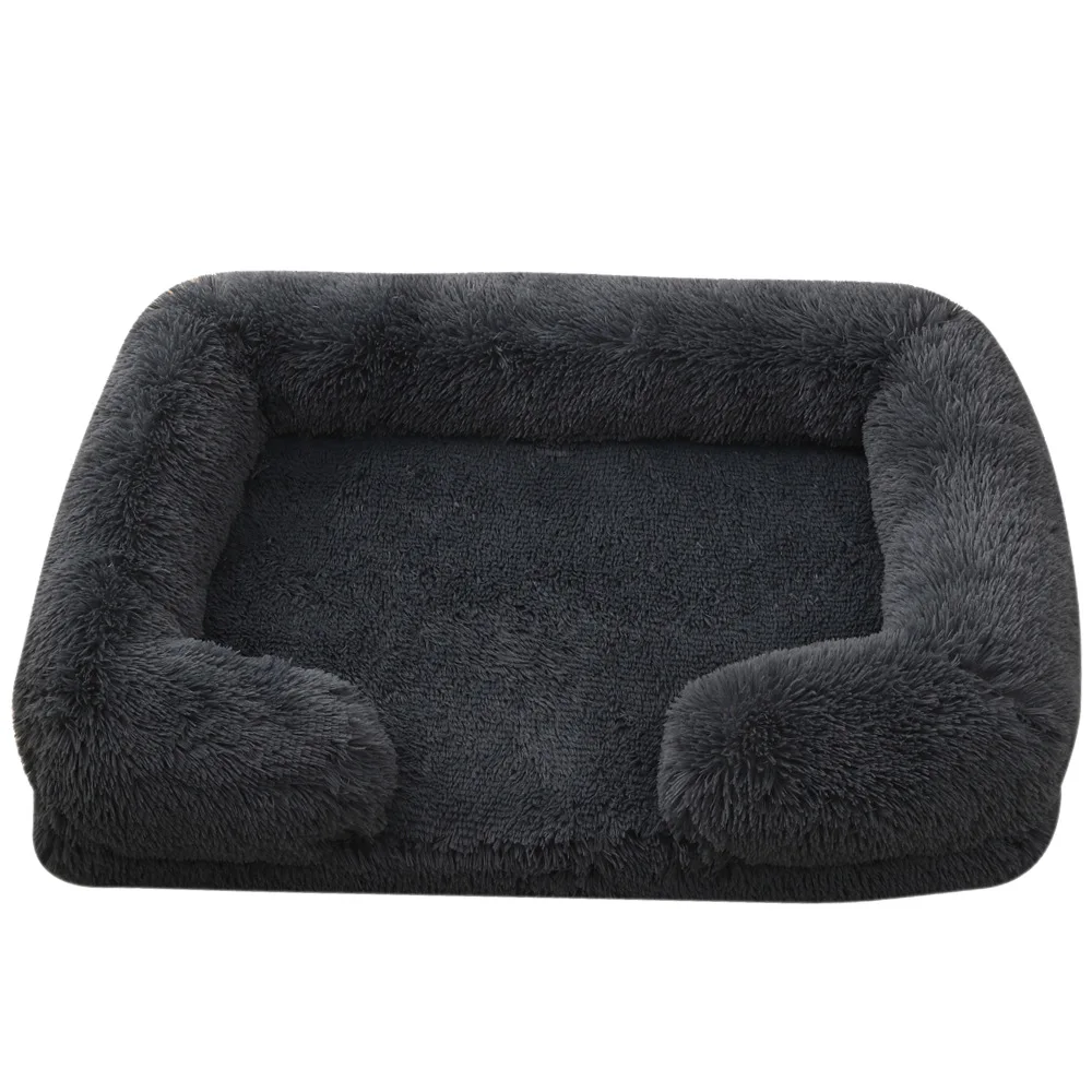 Plush round Pet Kennel Dog Bed Winter Faux Fur Dog Mat Breathable Bed Supplies Wholesale Solid Pattern Cat Kennel