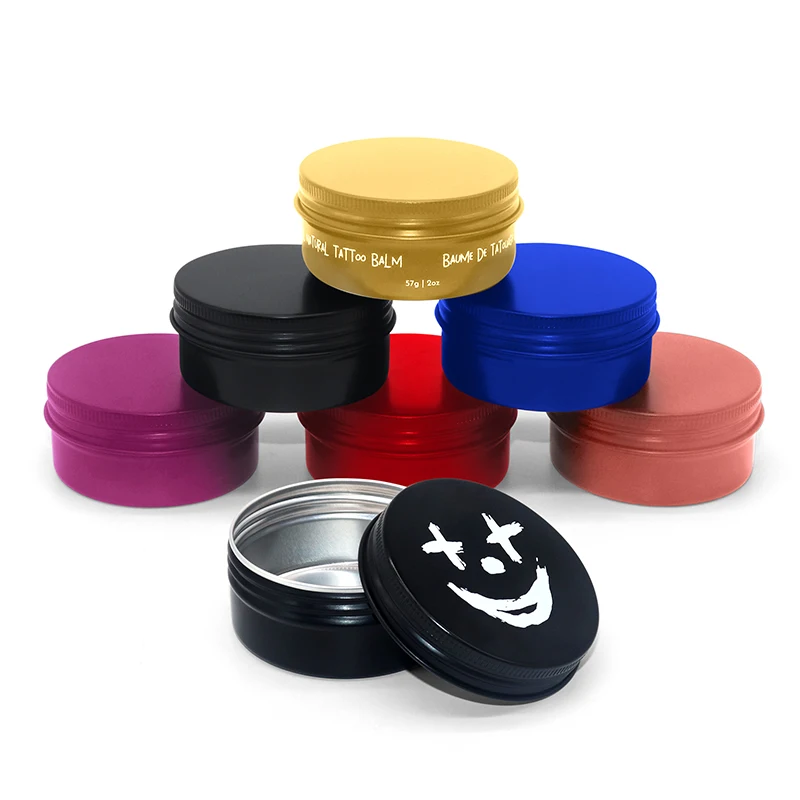 screw top lid 2oz 4oz round tin can aluminum lip balm screw top round  tins 120ml 60ml custom metal box