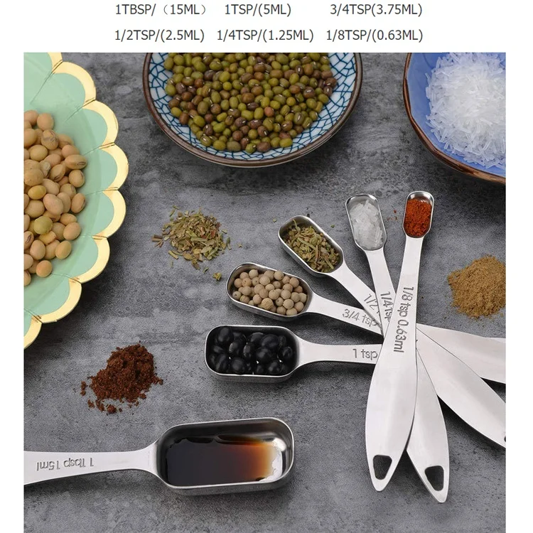 Rectangle Stainless Steel Liquid Measuring Spoon Easy Cleaning olive Oil Measuring Spoon