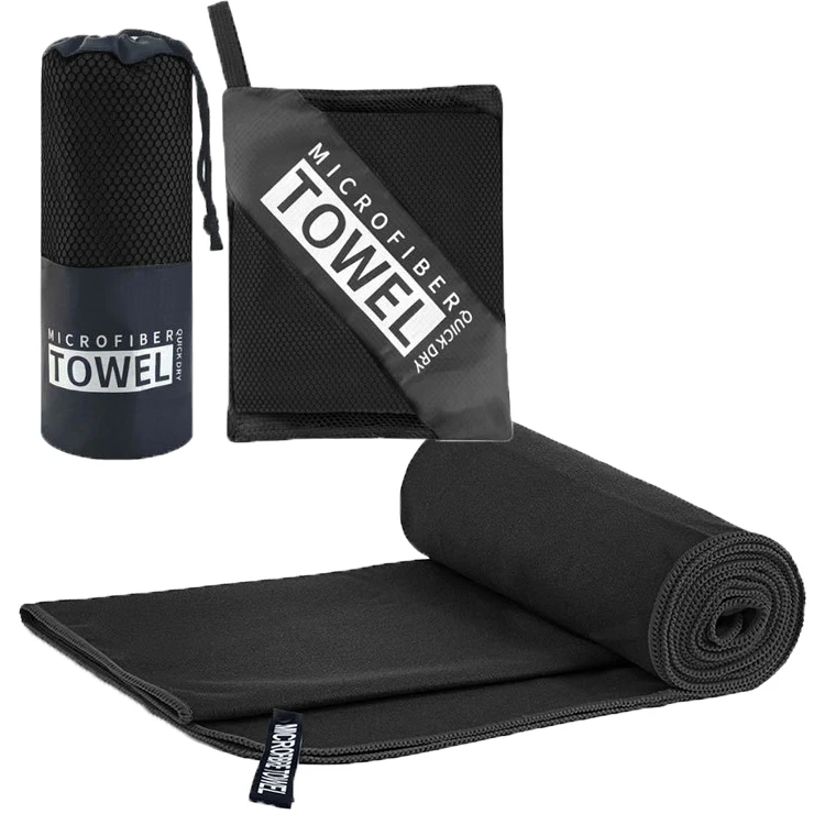 Wholesale black microfiber towel sport towel personal quick drying sport fitness towels 50x100 with logo
