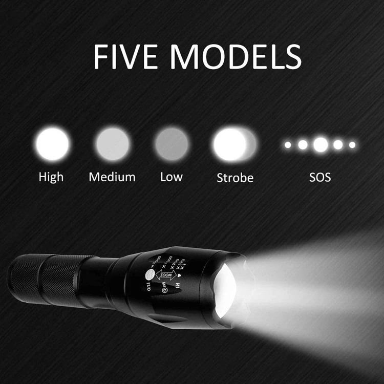 
High power LED flashlight tactical zoom focus adjustable torch flash light waterproof rechargeable tactical flashlight for hi 
