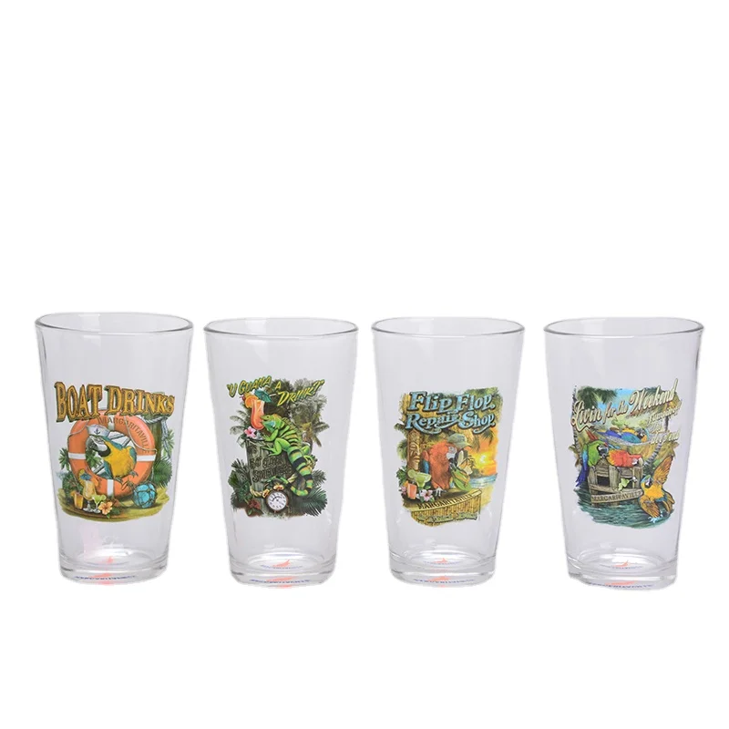 Factory Wholesale Custom Logo Shaped Printing  Pint Craft  Beer Glass Cup Water tea juice cup