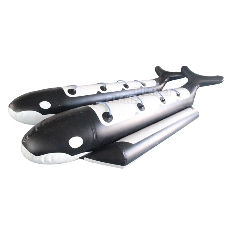 High Quality Summer Water Play Games Double Row 8-seater Inflatable Banana Shape Whale Boat For Kids And Adults