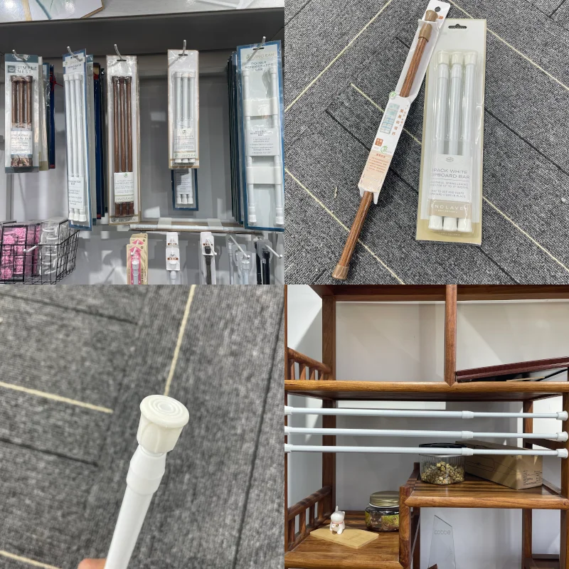 Multifunctional Wood Grain Curtain Rod Kitchenware Anti-drop Railing Bathroom Towel Rack