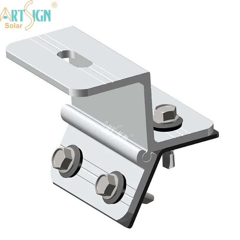 Art Sign Solar Roof Bracket Rail Less Solar Panel Mounting System Structure Standing Seam Metal Roof Clips