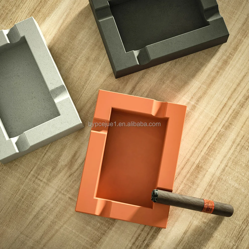 Высококачественная простая цементная пепельница, современный роскошный логотип, бетонная сигарная пепельница для домашнего офиса, настольного декора