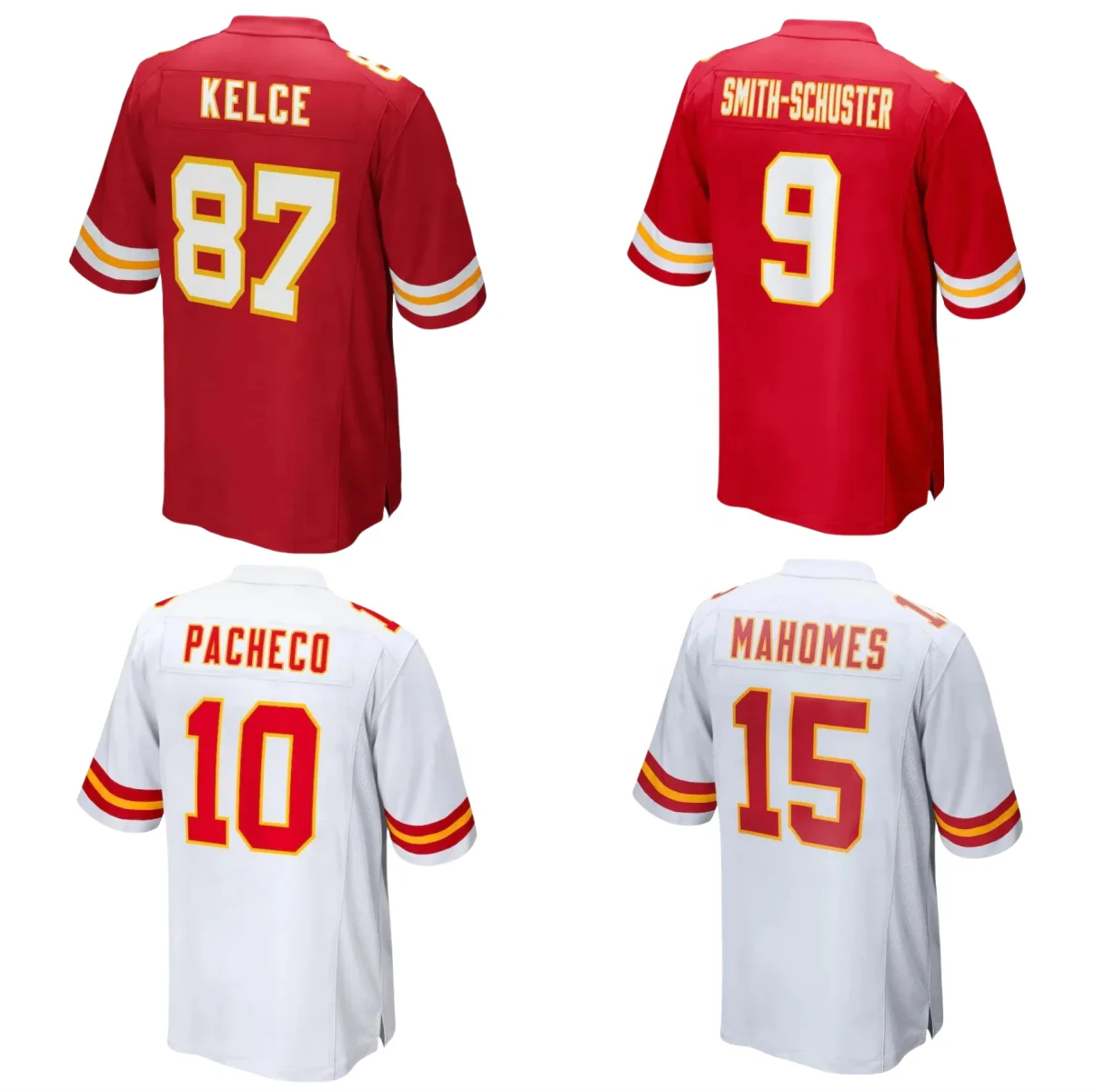 Лучшее качество #9 Smith-schuster #10 Pacheco #15 Mahomes #87 Kelce Stitch Американская Футбольная майка