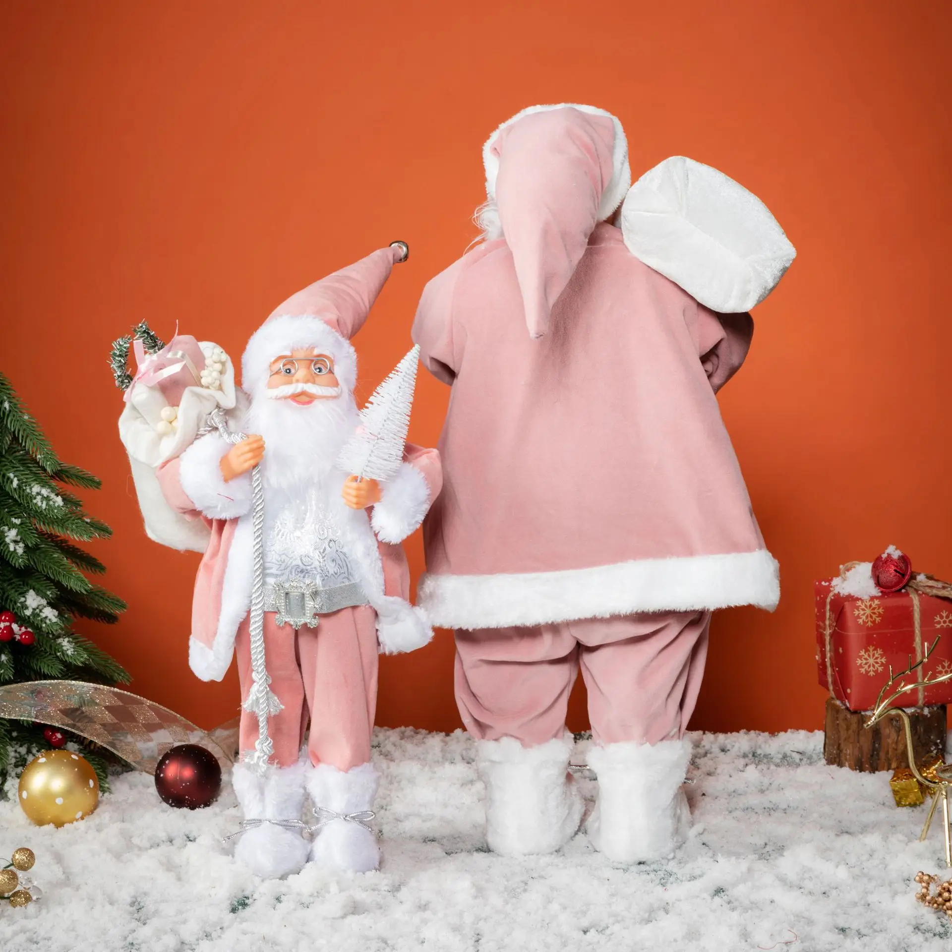 30cm/45cm/60cm Christmas Pink Santa Claus Doll Ornaments Merry Christmas Decorations For Home Xmas Ornaments Gift Happy New Year