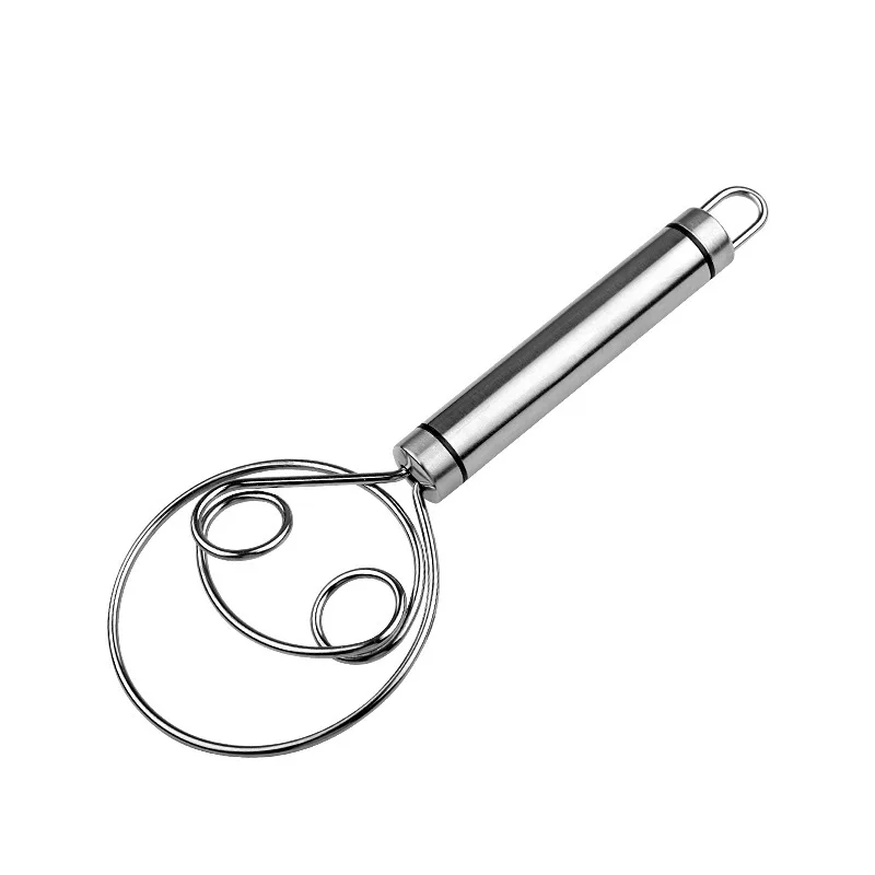 Household stainless steel flour mixer double holes coil manual flour dough whisk and flour tools dough mixing whisk tools