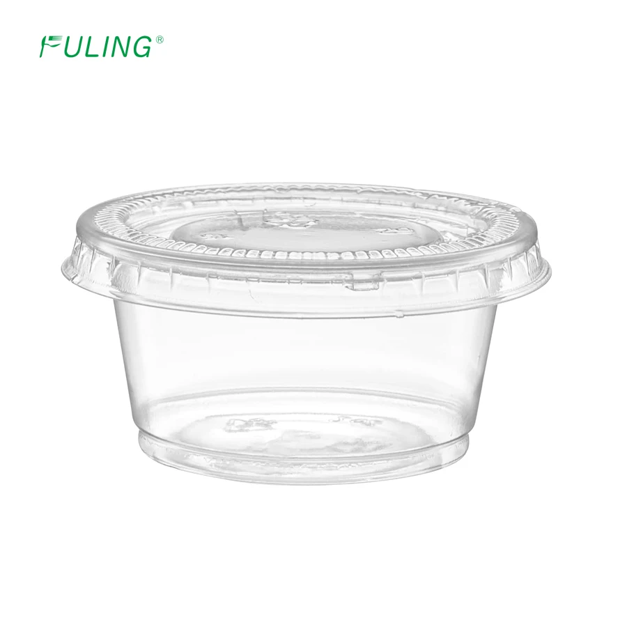 FULING Mini Plastic Sauce Container with Lids Disposable 1/2/3.25/4/5.5 oz Plastic Portion Cup For Sauce