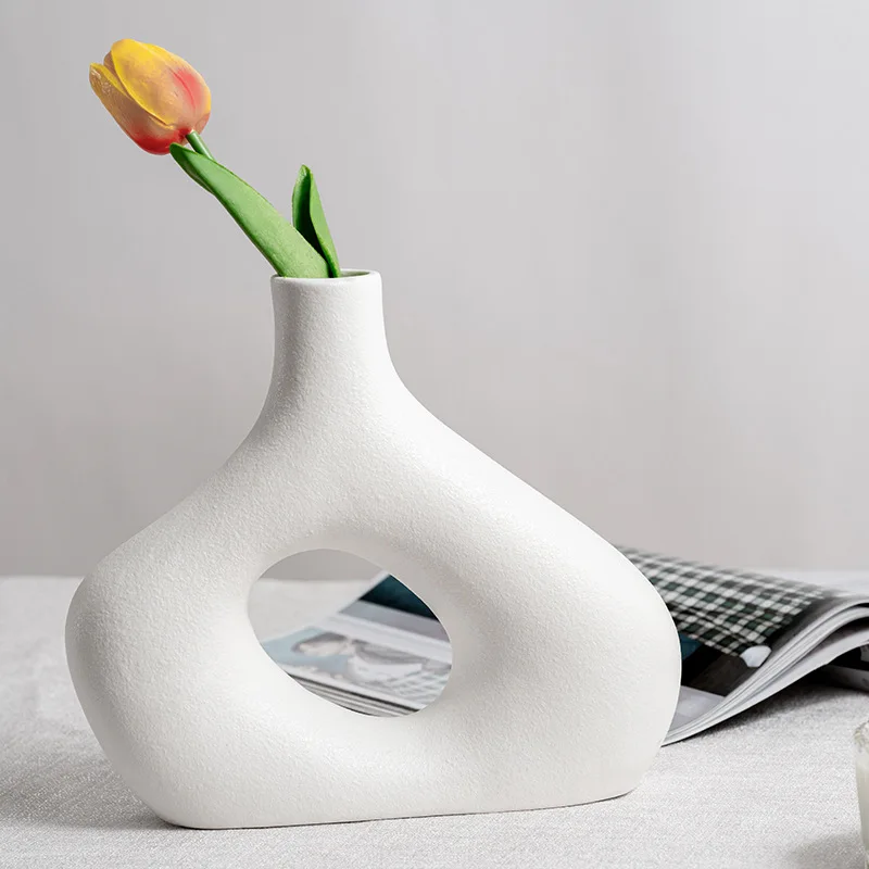 Ins simple frosted ceramic vase decoration living room porch creative dried flower vase decoration