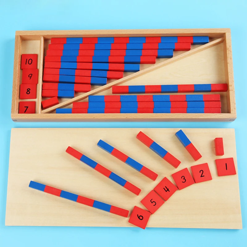 Hot Selling Wooden Montessori Materials of Mathematic Materials Numerical Rods Montessori Toys For kindergarten