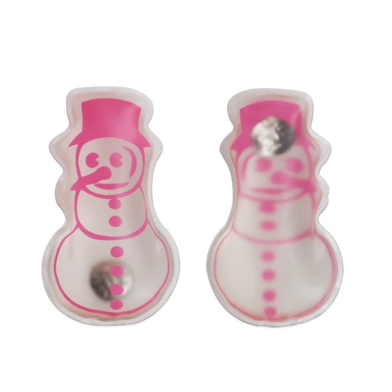Transparent PVC Produced Portable Reusable Customized Snowman Heat Pad Instant Heat Pack Metal Hand Warmer