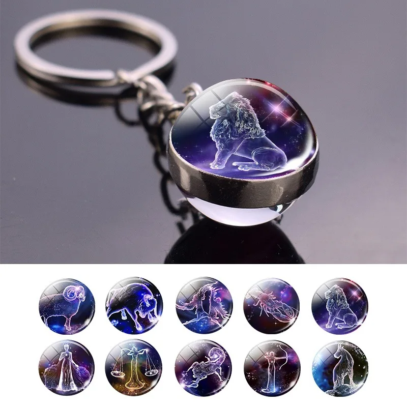 Honor Of Crystal Custom Sign Key Chain Crystal Constellation Night Light Bling Design Luxury Crystal Key Chain