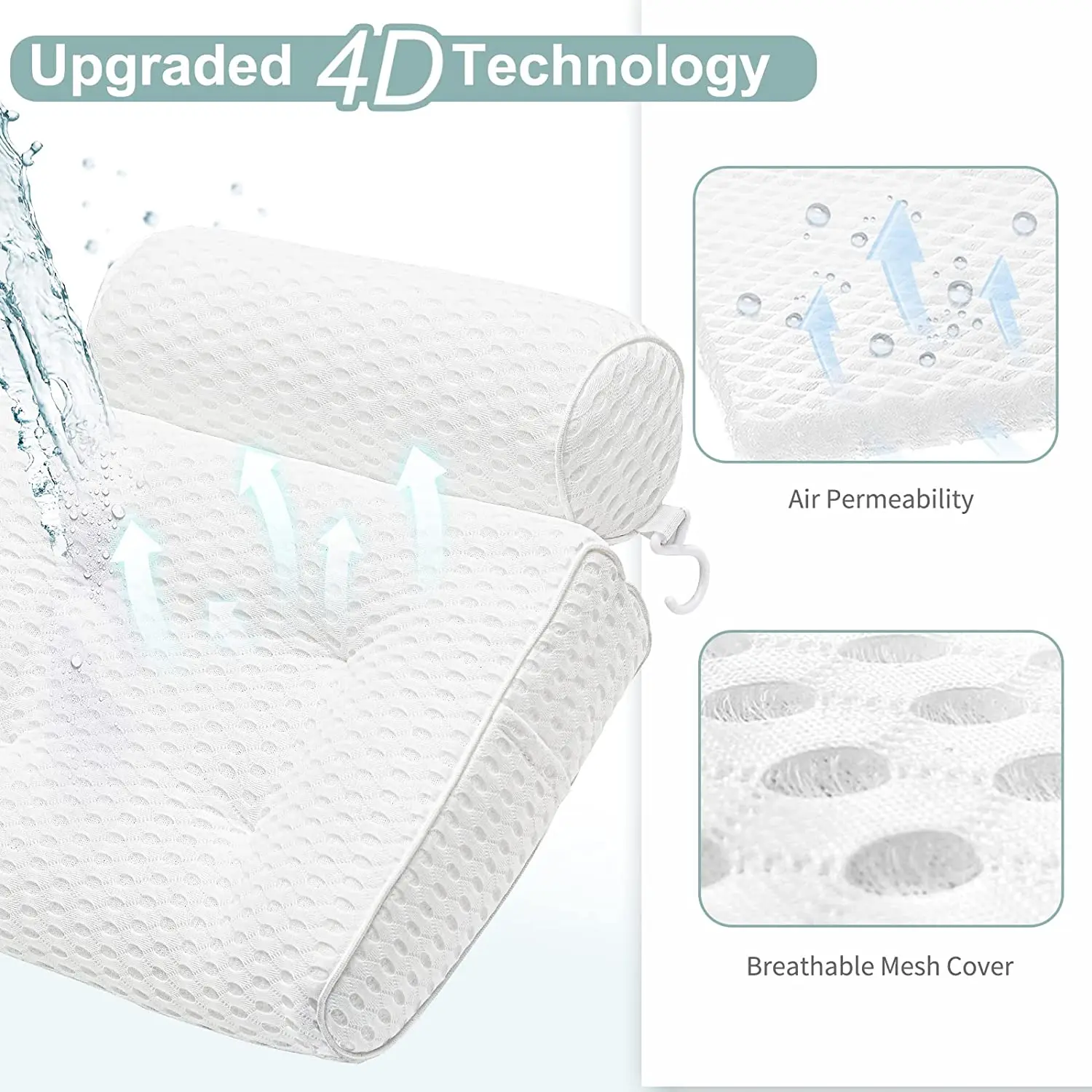 CF BBP04  Bath Pillow Luxury Bathroom Accessories Waterproof Pillow with Strong Suction Cups Bathtub Spa Pillow
