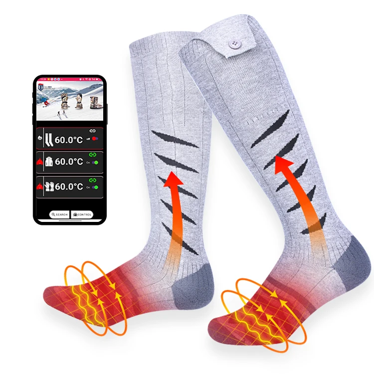 Heating Element with Smart App Wireless Control Switch Battery Heated Socks Ski Carbon Fiber Winter Custom Socks