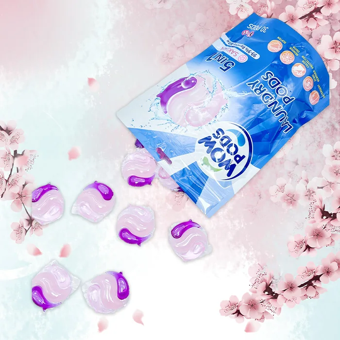 Sakura Pods Laundry Detergent Pods 3 In 1 Pva Film Gel Detergent Sauce Pods Washing Capsules Organic For Hotels