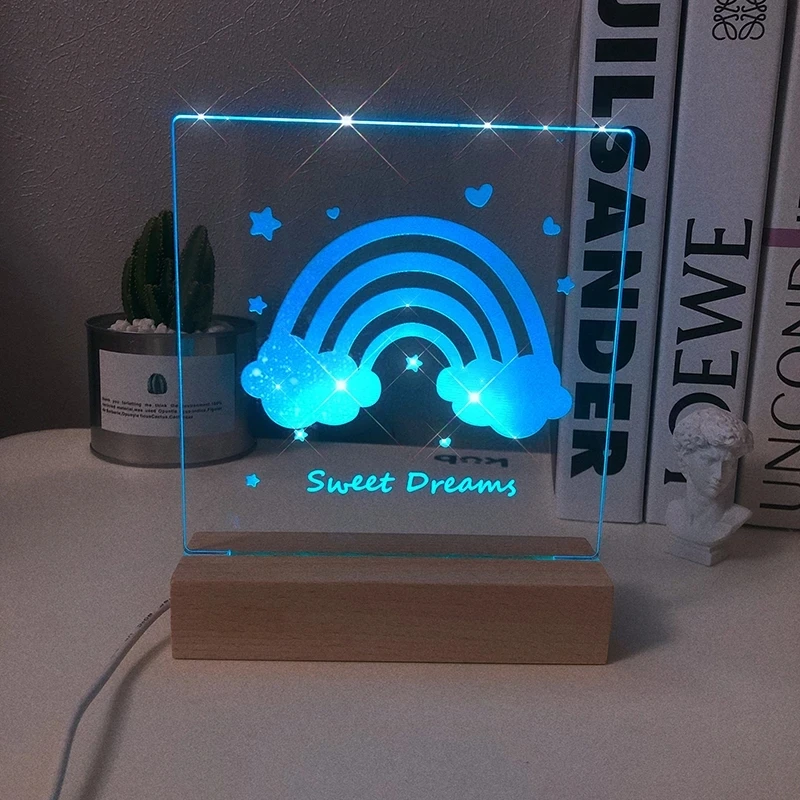 Personalized Shaped Night Light 3D Acrylic Lamp 3 Colors/7 Colors Custom Photo Picture Led Light With Wood Base
