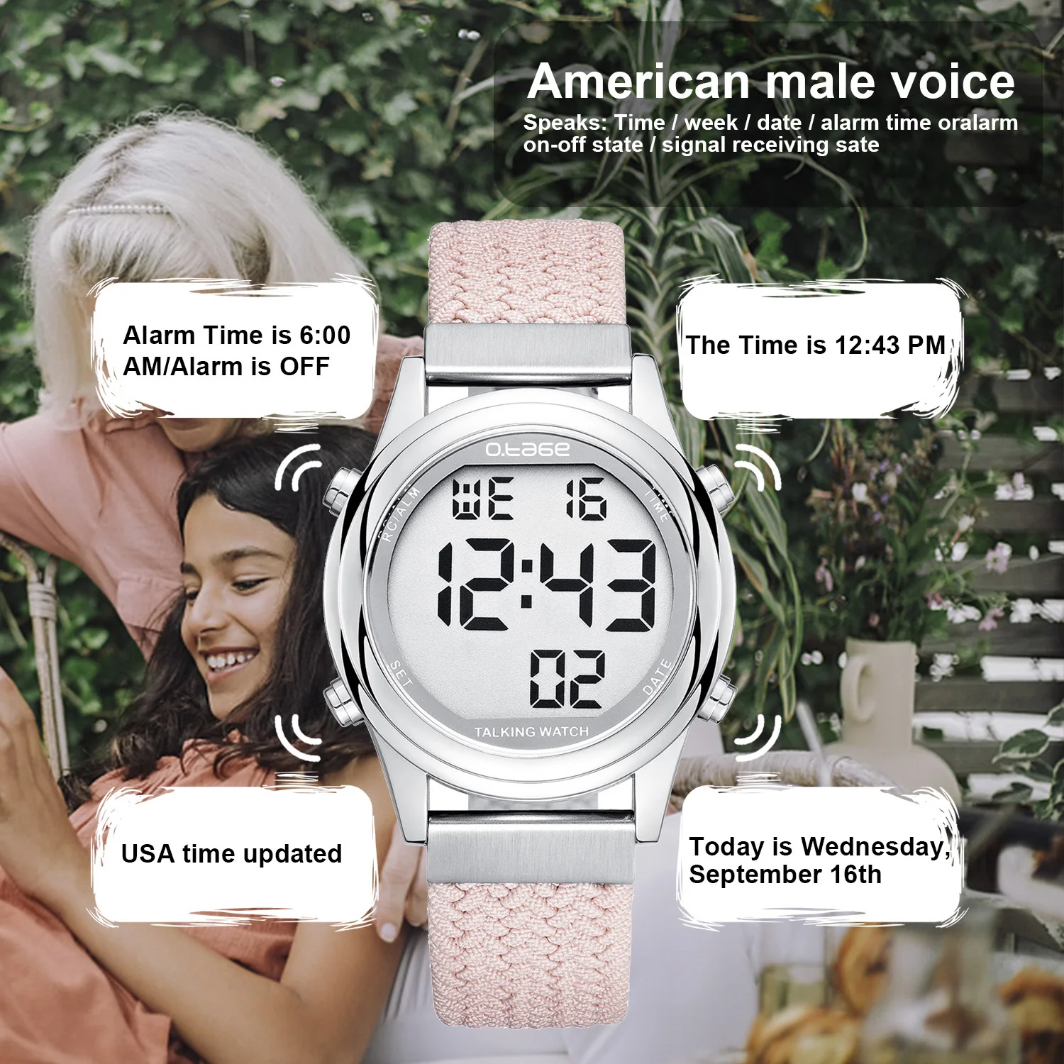 Ladies Atomic Talking Watch with Large Digital Number for elderly,  blind, visually impaired or low vision people