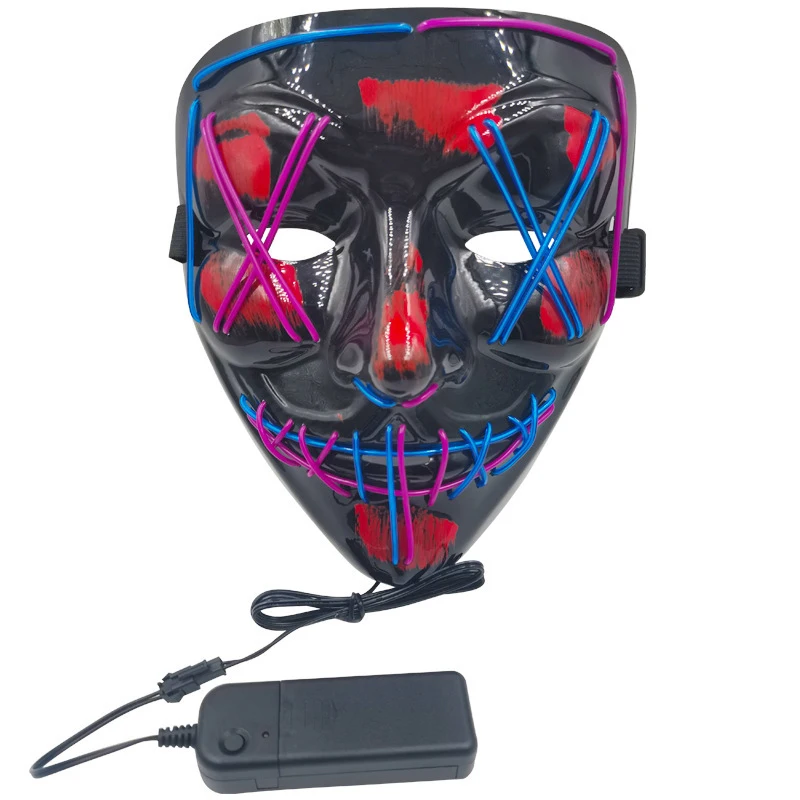 Electronic Neon Light Scary Halloween face Mask Cosplay Led Costume led Mask Light up for Halloween Party favor