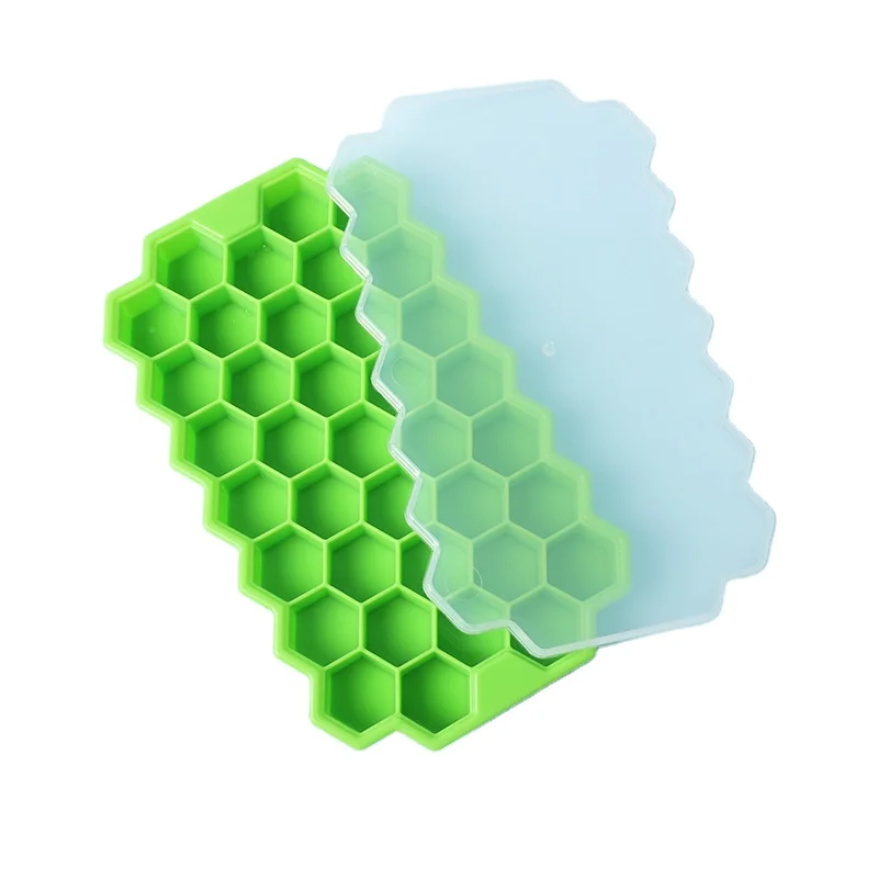 BPA Free Reusable Whisky Silicone Ice Cube Tray Mold with Lids for Wine