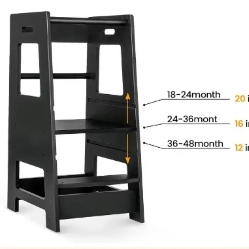 Folded Toddler Tower for Kids Wooden Helper Step Stool for Toddlers Child Kitchen Stool Helper