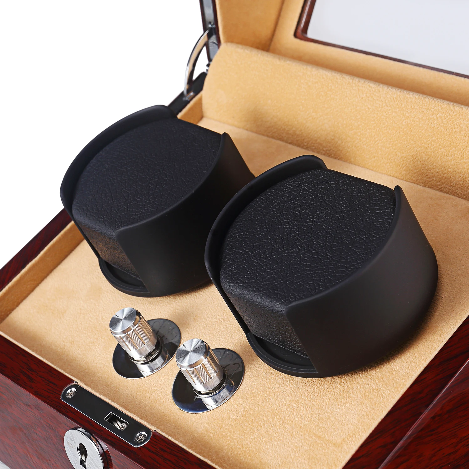 2024 New Design Automatic Watch Winder Wooden Box Japanese Mabuchi Motor Watch Winder Case  Luxury Black Leather