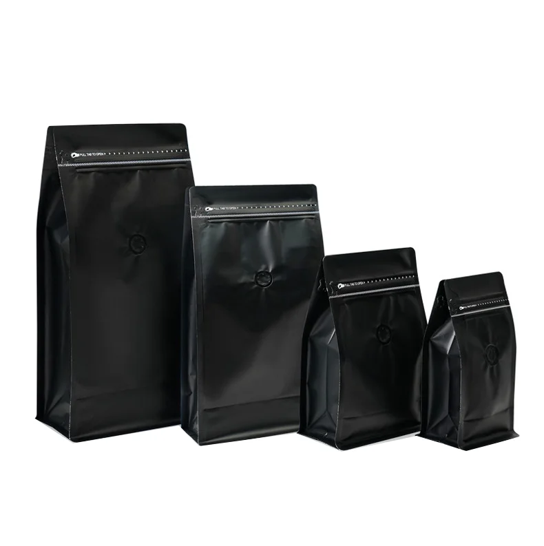 Custom 100g 150g 250g 500g 1kg Pla Biodegradable Side Gusset Flat Bottom Beans Packaging Compostable Coffee Bag With Valve