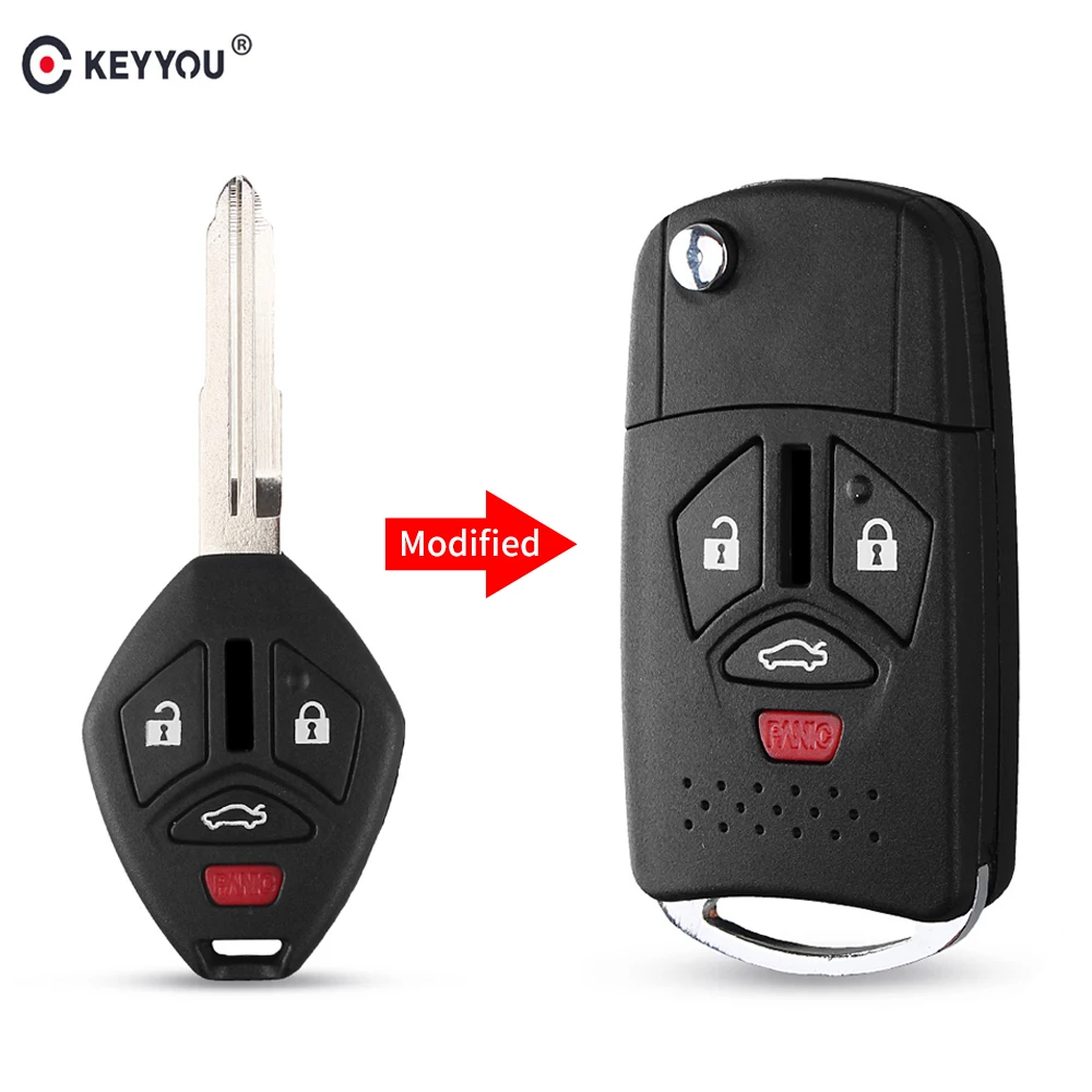 KEYYOU 3 + 1 4 кнопки пульт дистанционного управления складной ключ Корпус брелок без ключа для Mitsubishi Galant Eclipse Lancer Endeavor Outlander