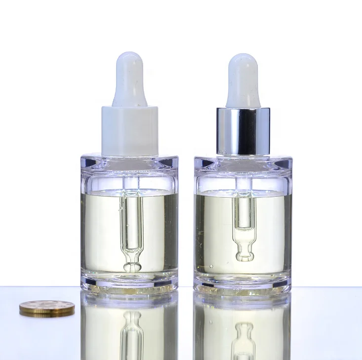 Hot sale 30ml 50ml round plastic PETG cosmetic serum essential oil dropper bottle