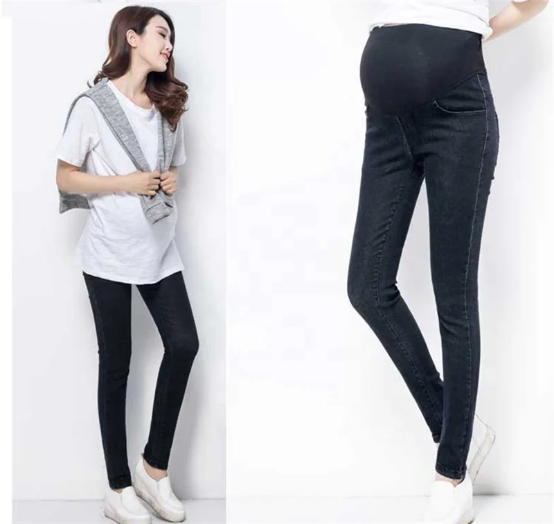 100% хлопковые джинсы для беременных; Сезон весна-осень; Беременности живот эластичные тонкие джинсовые штаны для беременных женщин, платья больших размеров для L-5XL