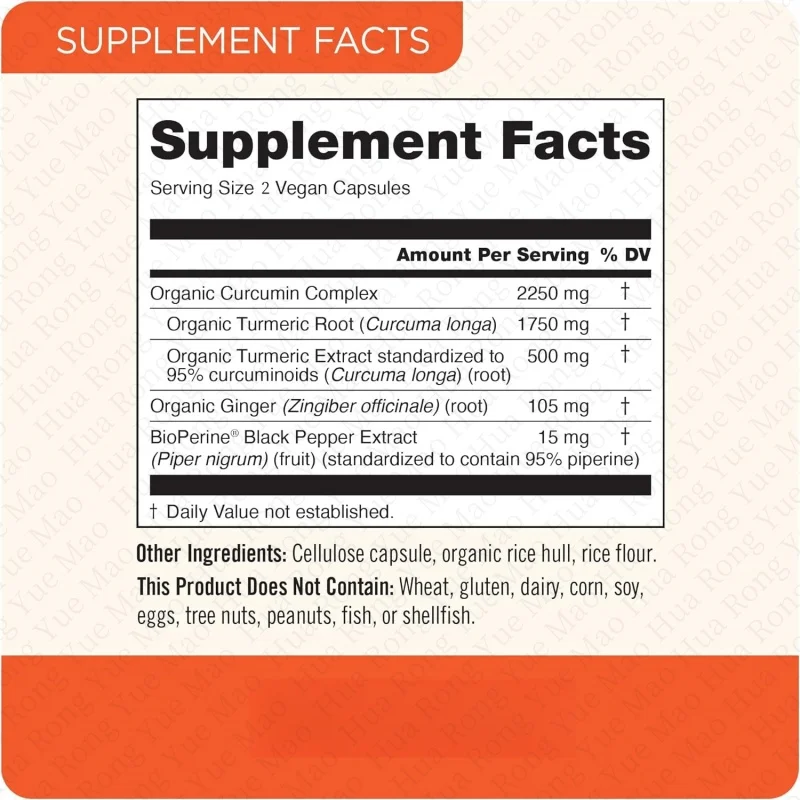 Private Label Organic Curcumin Capsule Supplement With Turmeric Root Extracts and Black Pepper To Support Joint Flexibility