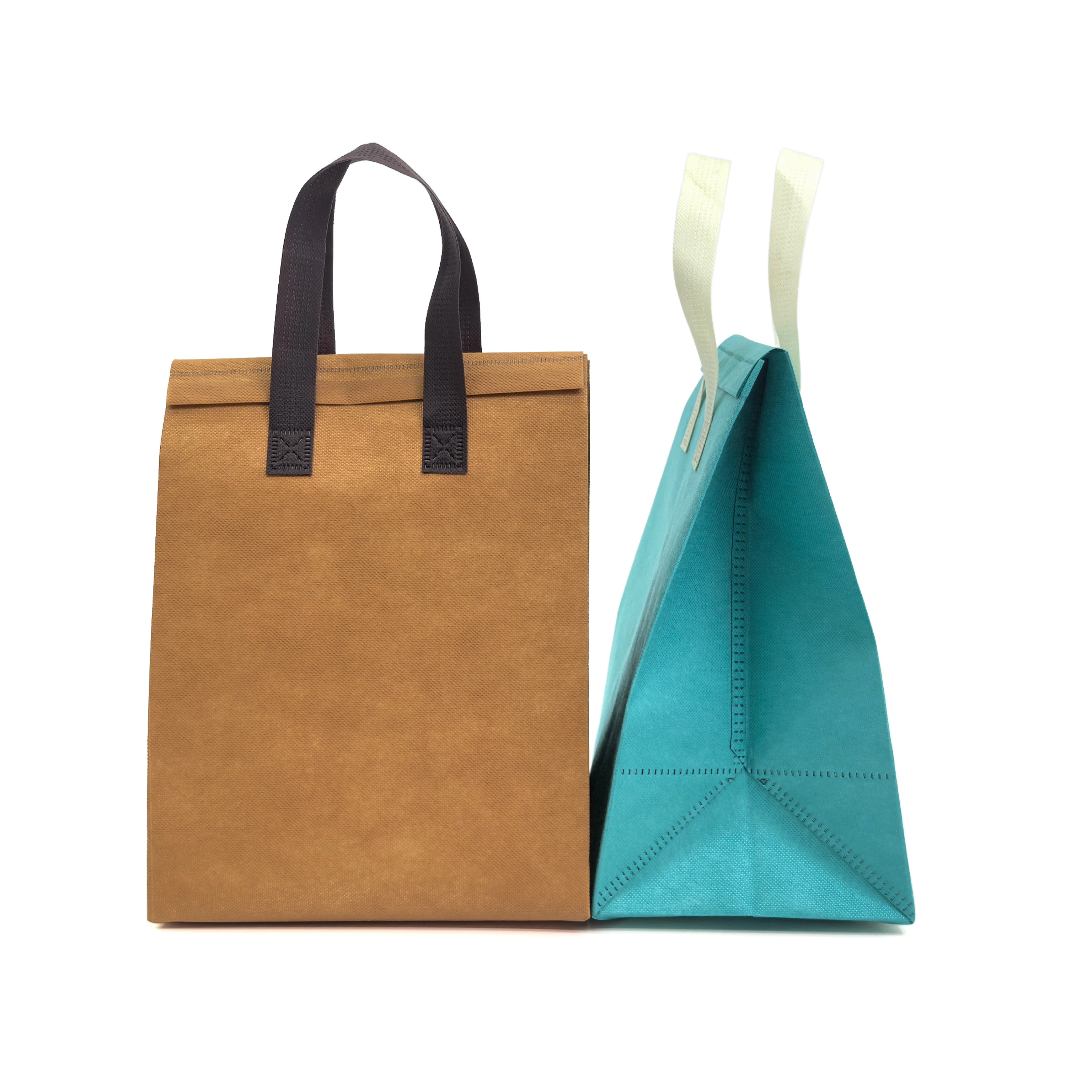 Custom Printed Logo Insulated Lunch Bag Cheap Non-Woven Fast Food Take-Away Cooler with Adhesive Strip