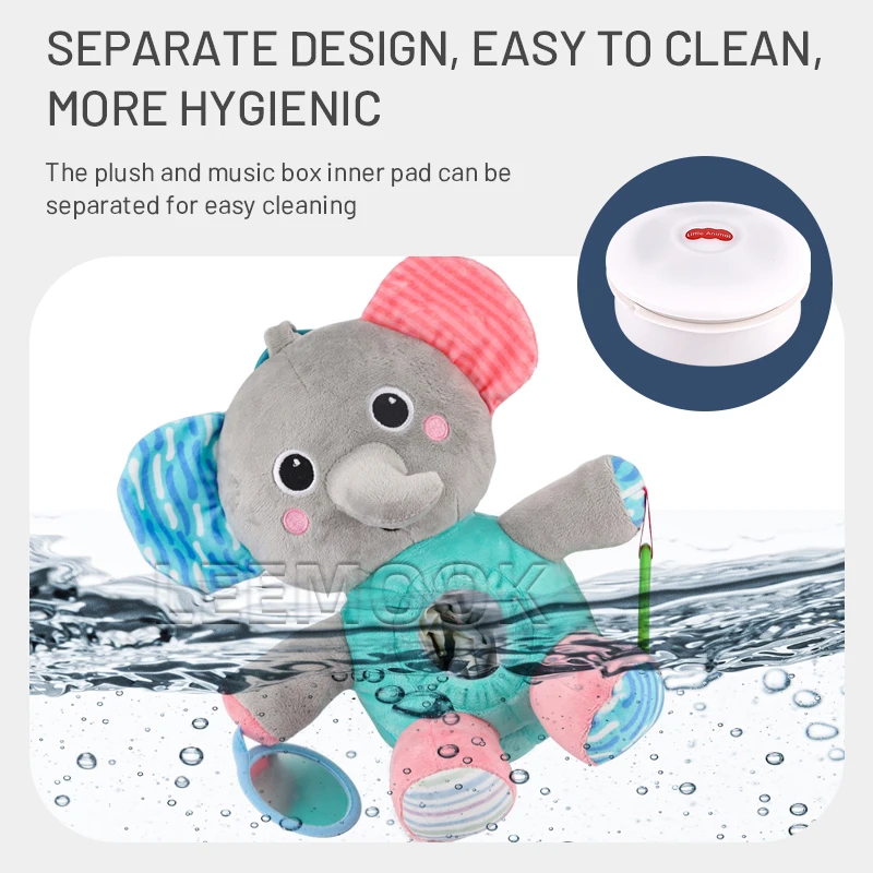 Leemook Hot Sale Children Electric Plush Toys 31cm Baby Hanging Bell Kids Soothing Elephant Plush Toy With Music Light