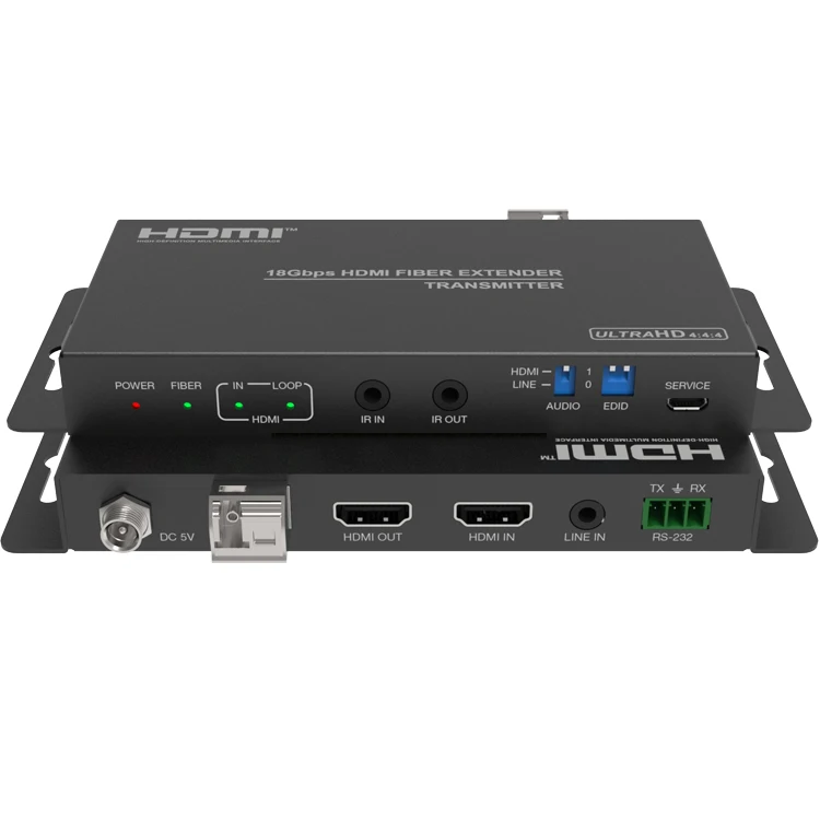 4K@60Hz HDMI Extender Over Fiber Optic Cable Up To 1KM 3300FT 18Gbps IR RS232
